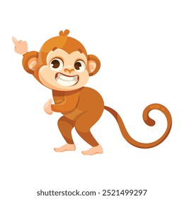 Cute Playful Monkey Character with Long Tail Smile Vector Illustration