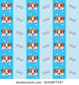 A cute and playful patterns featuring illustration of bulldog and bones perfect for packaging design, gifts warp, decorations, background, merchandise design etc