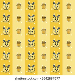 Um bonito e divertido padrões com ilustração de abelhas e mel perfeito para o design de embalagem, dobra presentes, decorações, fundo, design de mercadoria etc
