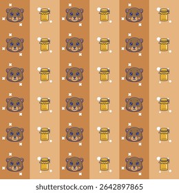 Um bonito e divertido padrões com ilustração de ursos e mel perfeito para o design de embalagem, dobra presentes, decorações, fundo, design de mercadoria etc 