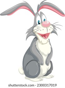 Cute playful rabbit cartoon character illustration