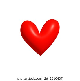 Cute Playful Red Heart Icon for Valentines Day, romantic emoji, sweet greeting card, couple chat, fun message, love sticker, cartoon-style decoration, digital valentine. Vector Illustration