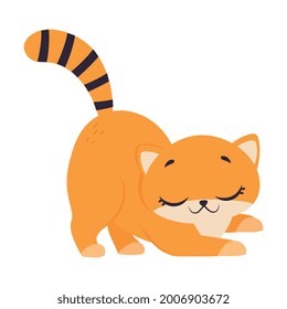 Cute Playful Red Kitten, Adorable Funny Pet Baby Animal Cartoon Vector Illustration