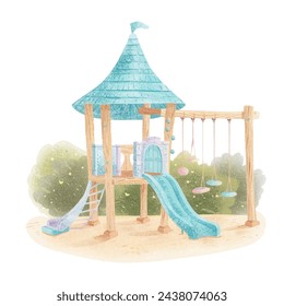 cute playground watercolour vector illustration 