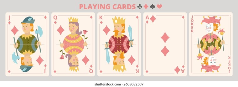 Cute Playing Cards Set in Diamond Suit
