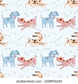 Cute playing dog seamless pattern.