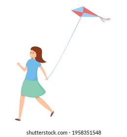 Cute playing kite icon. Cartoon of Cute playing kite vector icon for web design isolated on white background