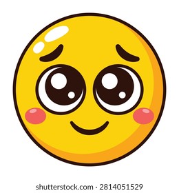 Cute Pleading Yellow Face with Big Eyes Cartoon Icon