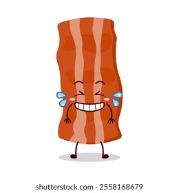 cute pleased expression of bacon cartoon character
