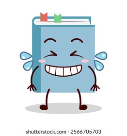 cute pleased expression of blue book cartoon character
