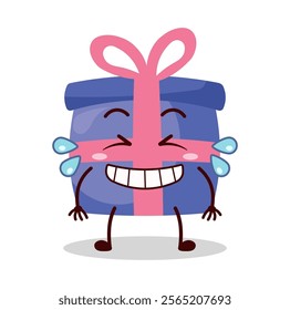 cute pleased expression of blue gift box cartoon character
