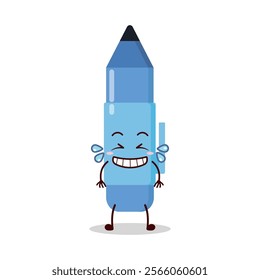 cute pleased expression of blue pen cartoon character
