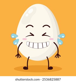 cute pleased expression of chicken egg character