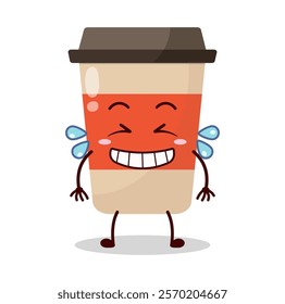 cute pleased expression of coffee cup cartoon character
