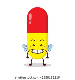 cute pleased expression of drug capsule cartoon character
