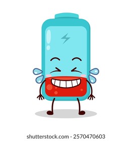 cute pleased expression of empty battery cartoon character
