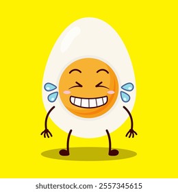 cute pleased expression of half boiled egg cartoon character