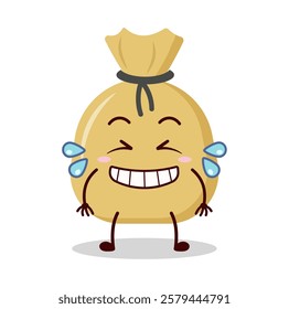 cute pleased expression of money bag cartoon character
