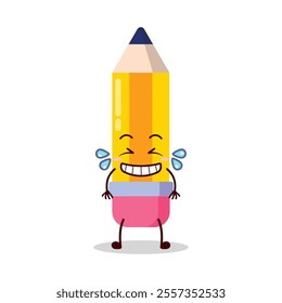 cute pleased expression of pencil cartoon character