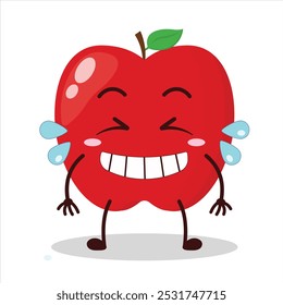 cute pleased expression of red apple cartoon character