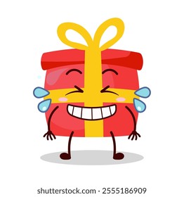 cute pleased expression of red gift box cartoon character