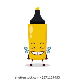 cute pleased expression of yellow highlighter cartoon character
