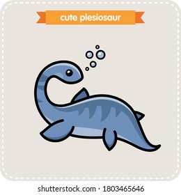 A cute plesiosaur swimming cartoon