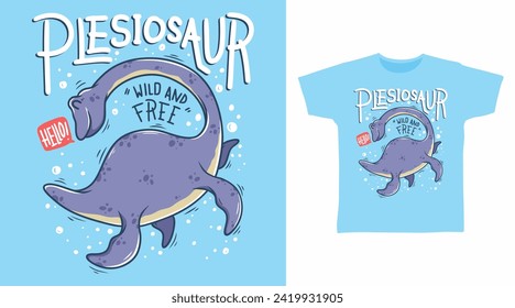 Cute Plesiosaur tshirt art fashion designs.