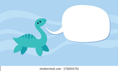 Cute plesiosaurus dinosaur with speech bubble to place your copy