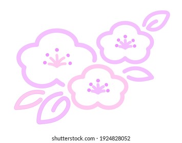 Cute plum blossom illustration icon
