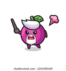 cute plum fruit grandpa is getting angry , cute style design for t shirt, sticker, logo element