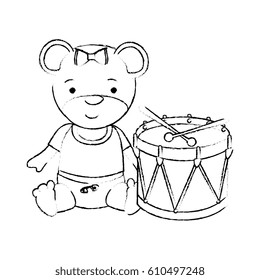 cute plush doll with drum icon