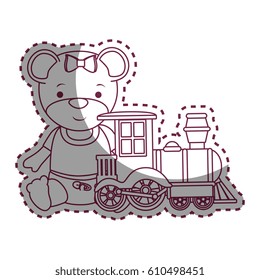 cute plush doll with train icon