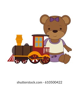 cute plush doll with train icon