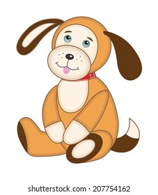 Cute plush toy puppy (vector illustration)