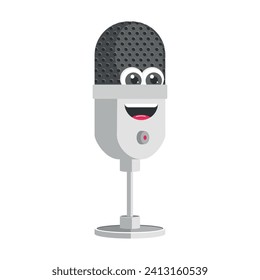 Cute podcast microphone character Vector illustration