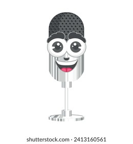 Cuto personaje de micrófono podcast Ilustración vectorial