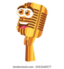 Cute podcast microphone character Vector illustration