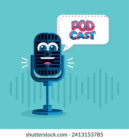 Cute-Podcast-Vorlage Vektorgrafik