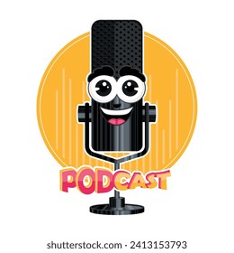 Cute podcast template Vector illustration