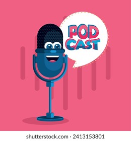 Cute podcast template Vector illustration