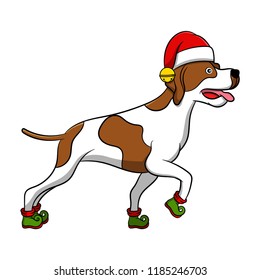 Cute Pointer Cartoon Dog. Vector illustration of purebred pointer dog.