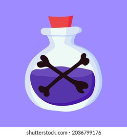 Cute poison potion bottle symbol vector doodle. Cartoon happy halloween illustration