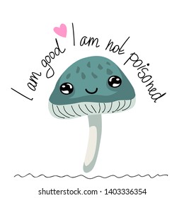 Cute poisoned mushroom toadstool in cartoom style