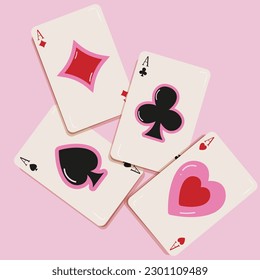 Cute poker cards aces. Vector illustration of playing cards EPS10