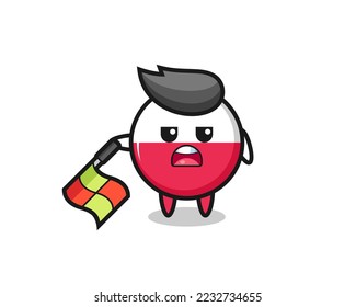 cute poland flag badge cartoon is playing hula hoop , cute style design for t shirt, sticker, logo element