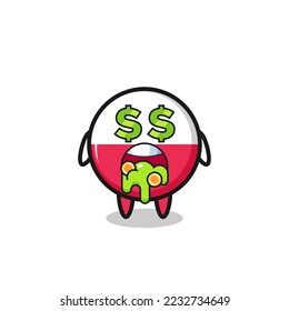 cute poland flag badge character with hypnotized eyes , cute style design for t shirt, sticker, logo element