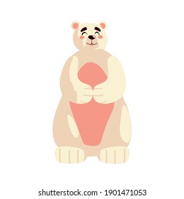 cute polar bear animal cartoon, icon isolated image vector illustration