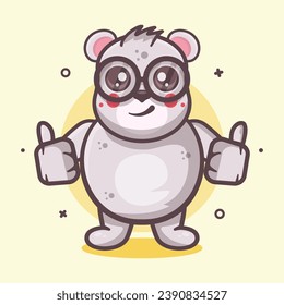 cute polar bear animal character mascot with thumb up hand gesture isolated cartoon 