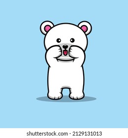 Cute Polar Bear Annoying Cartoon Vector Icon Illustration. Science Food Icon Concept Isolated Premium Vector. Flat Cartoon Style